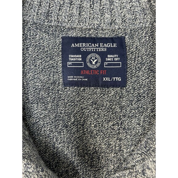 American Eagle Athletic Fit Men's 1/4 Button Zipper Sweater Sz XXL 100% Cotton - Picture 10 of 10